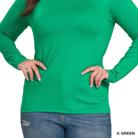 Plus Premium Microfiber Mock Neck Top "GREENS" - Picture 4 of 6